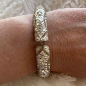Silver like bracelet bangle adjustable with crystals